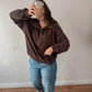 Dark Brown Button Front Sweatshirt