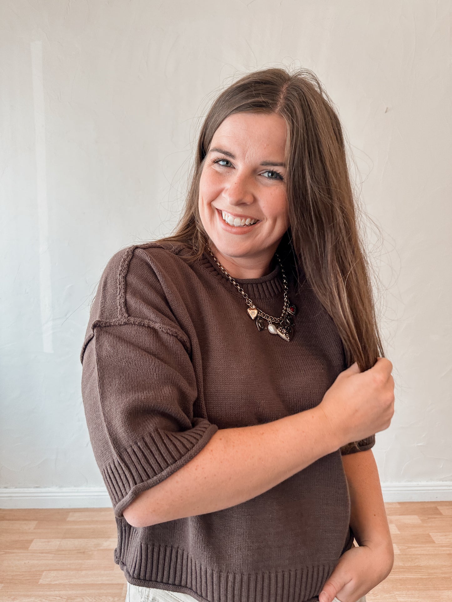 Brown Drop Shoulder Sweater