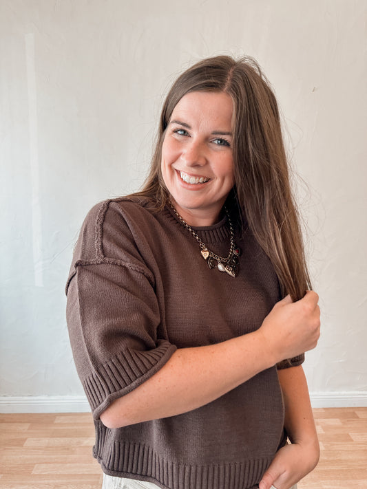 Brown Drop Shoulder Sweater
