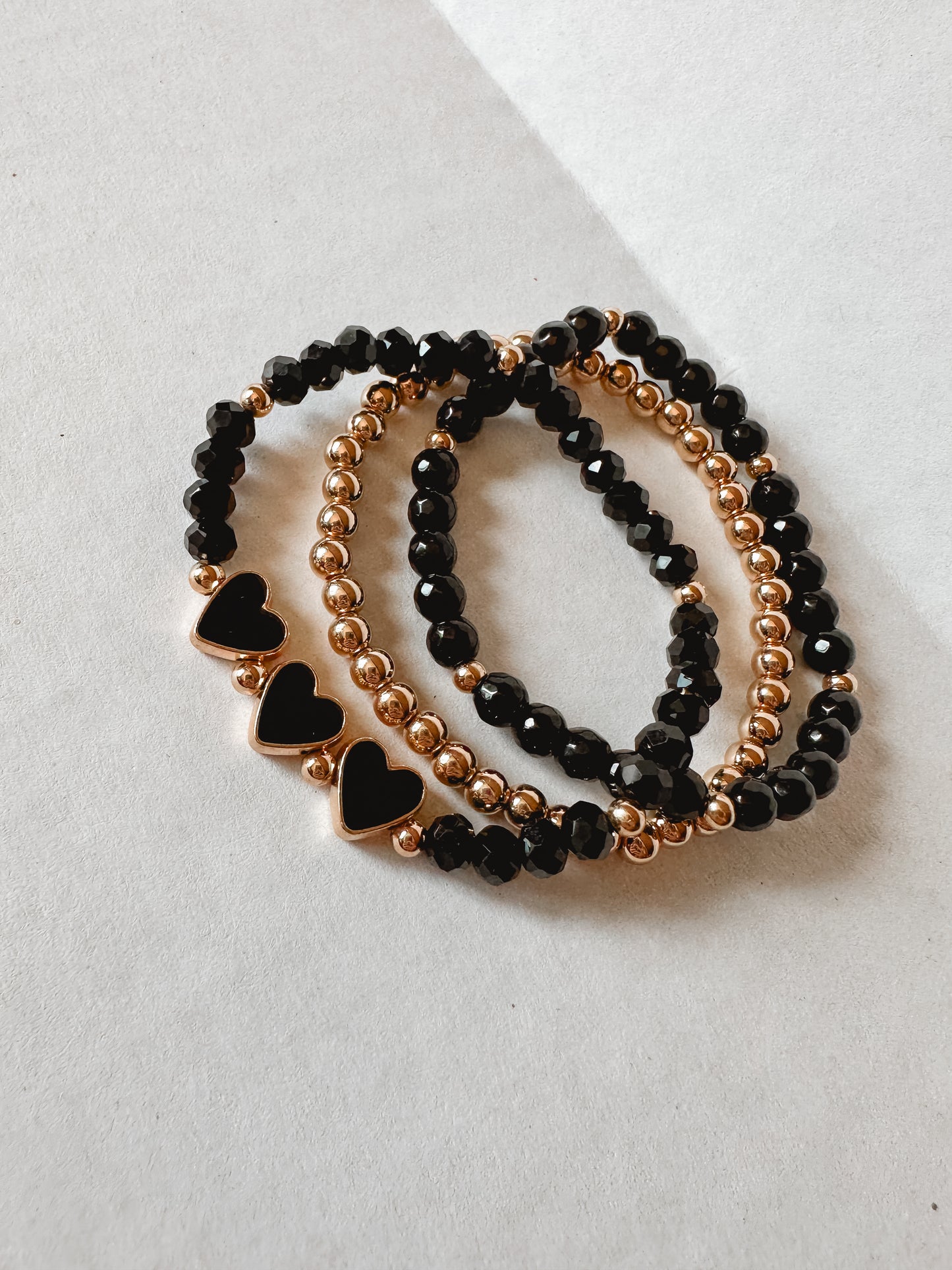 Black Hearts Bracelet Stack
