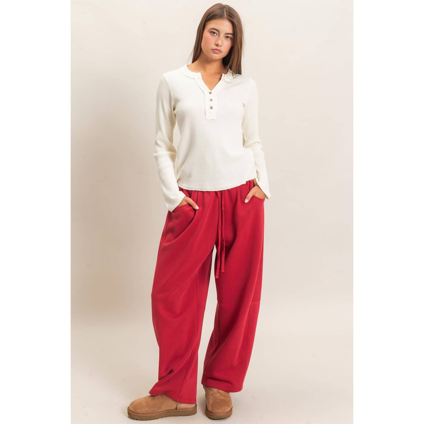 Deep Red Slight Barrel Sweatpants