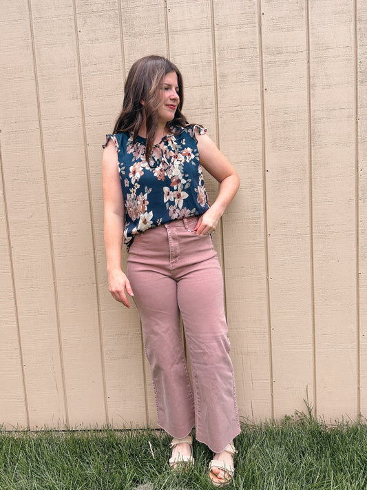 The Annie Wide Leg Jeans -  Dried Rose
