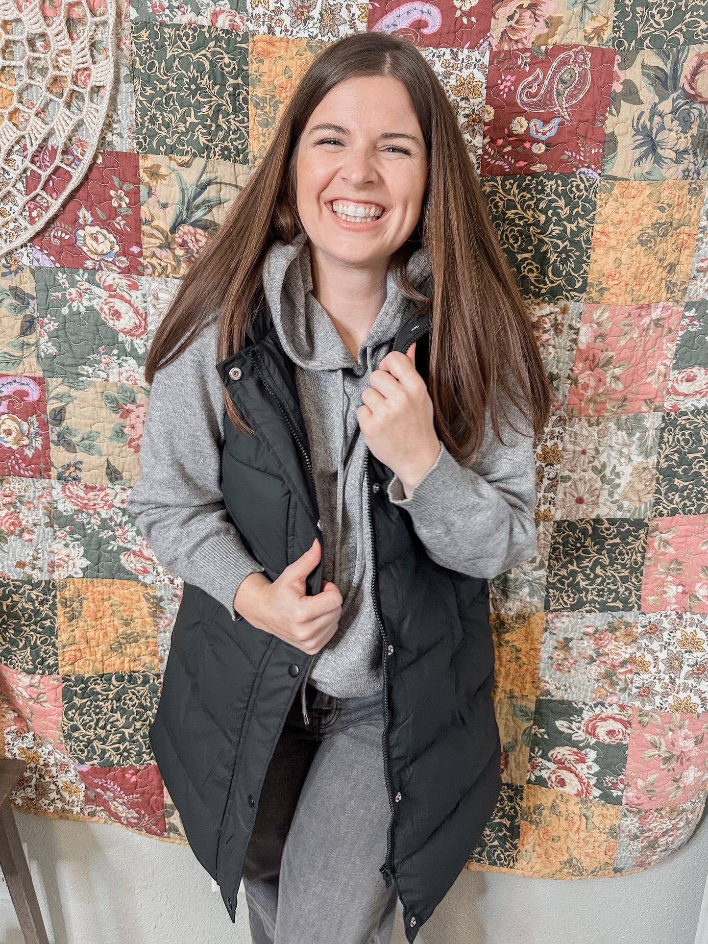 Black Hooded Puffer Vest