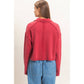 Deep Red Textured Collar Top