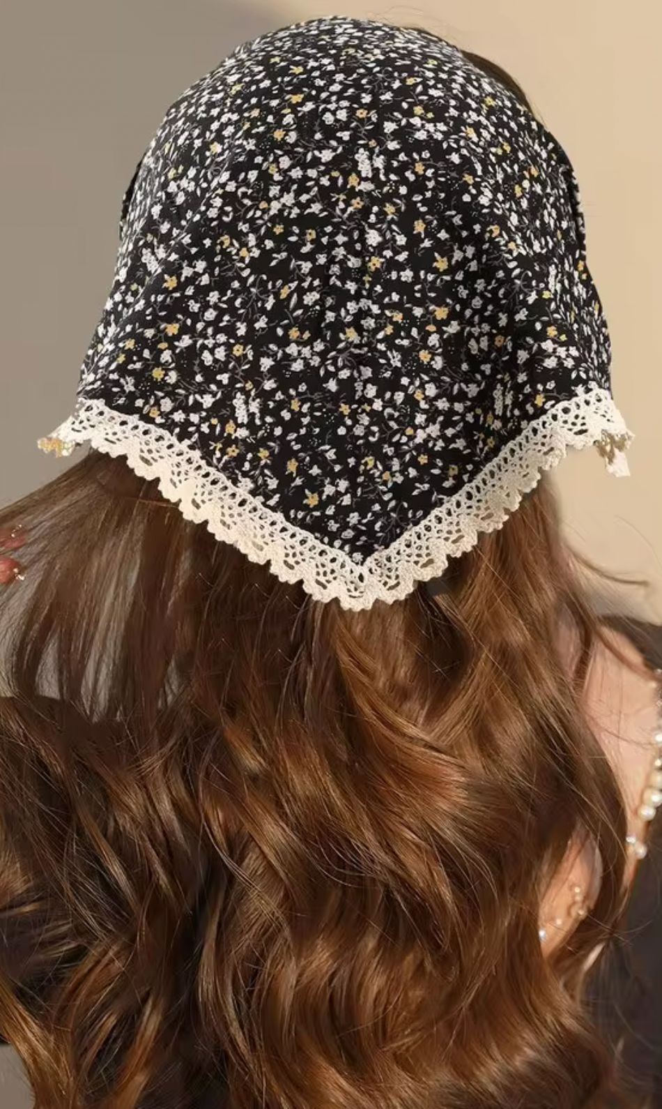 Lace Trim Bandana Scarf
