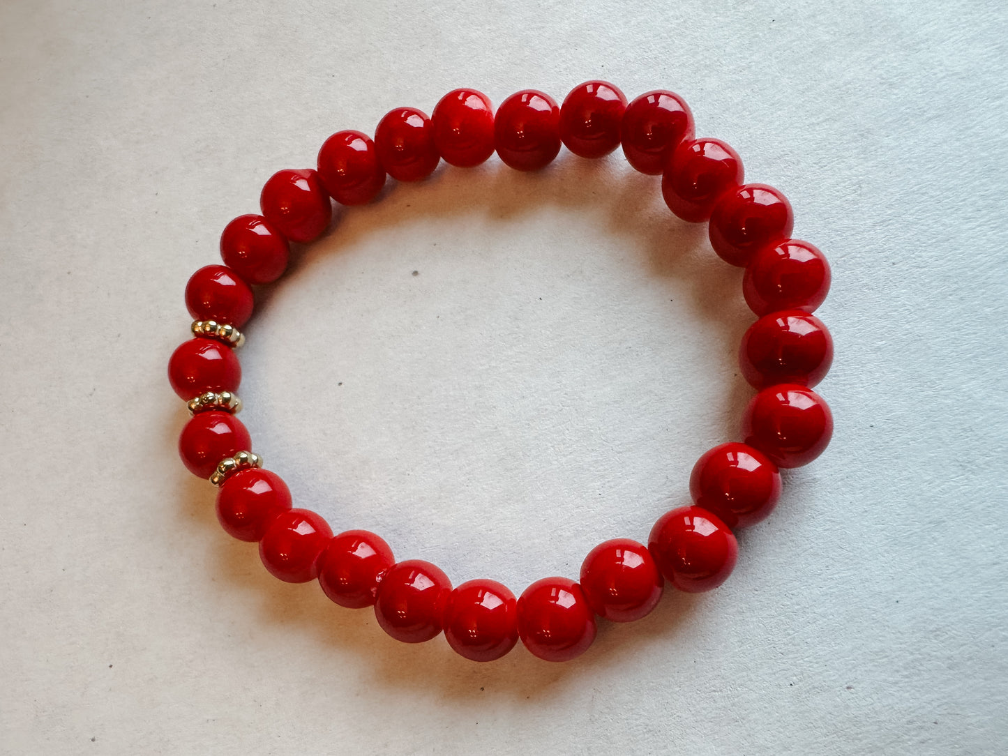 Red + Gold Stretch Bracelet