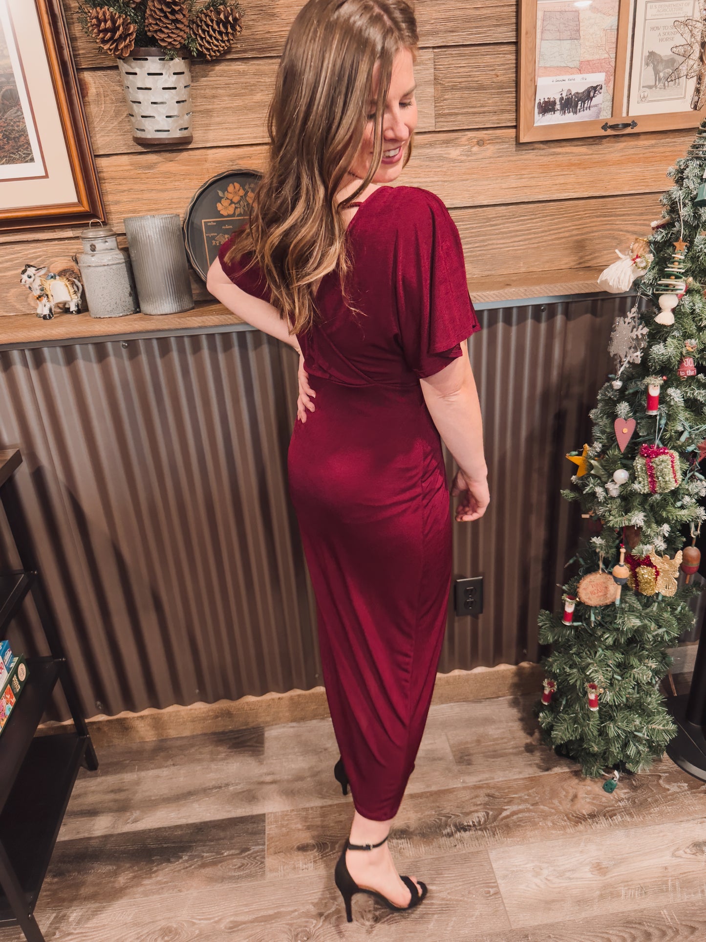 Burgundy Wrap Dress