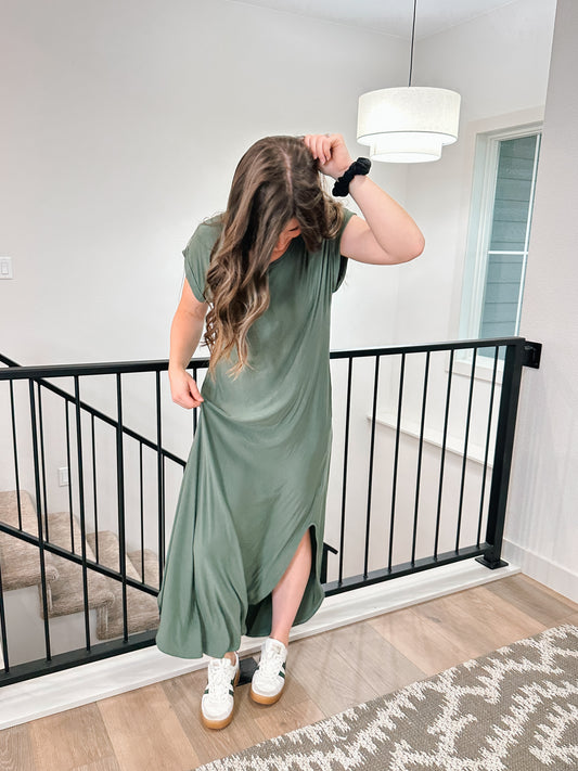 Soft Olive Maxi Dress