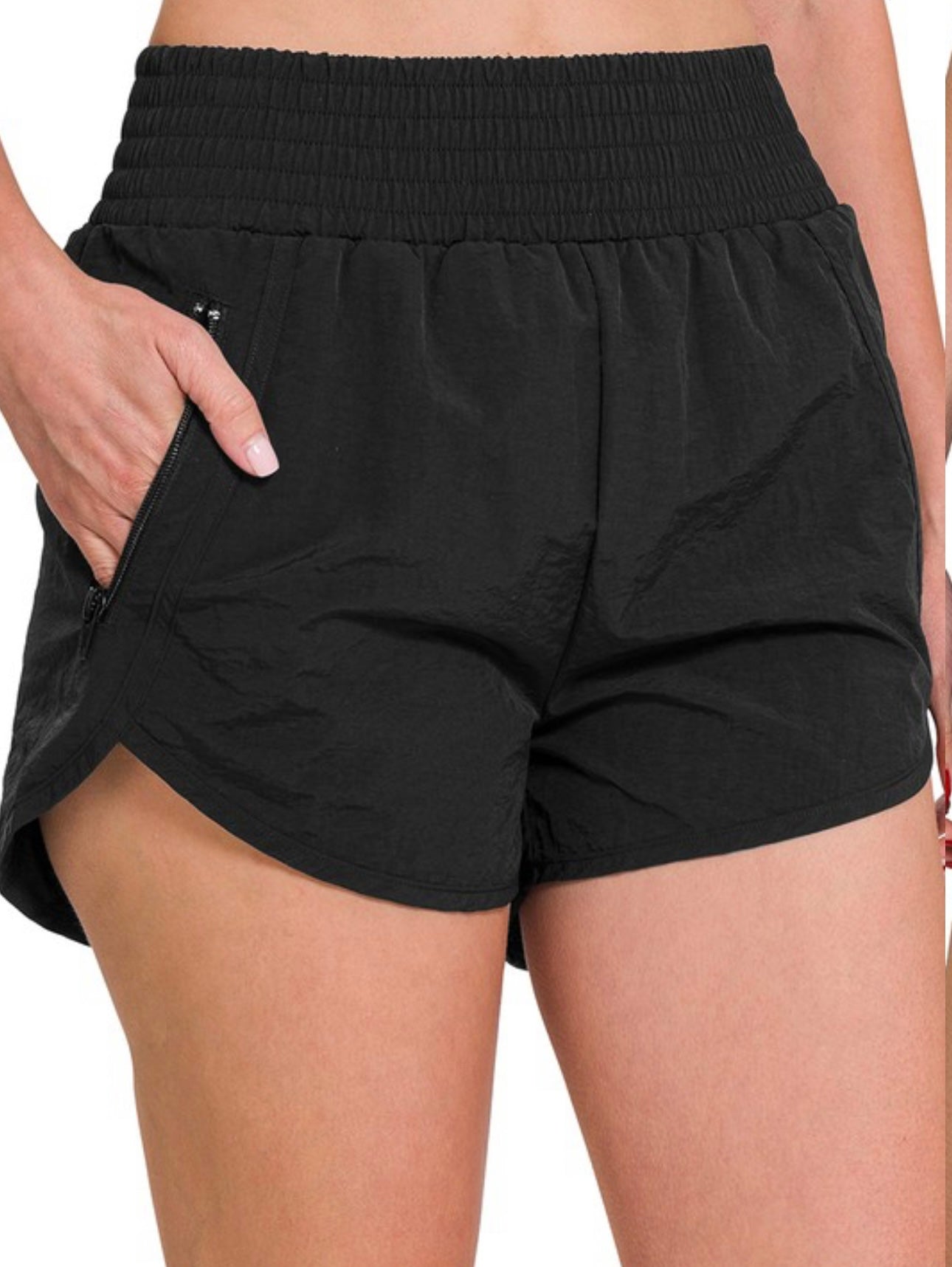 Black Windbreaker Shorts