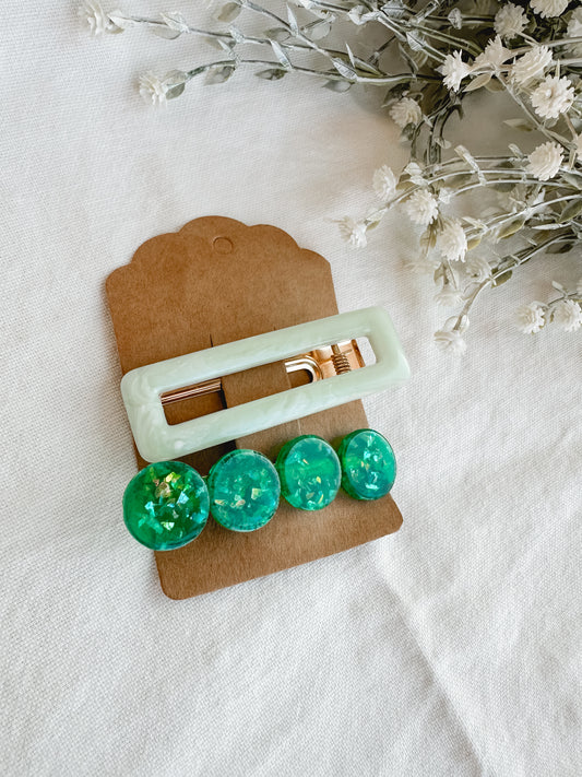 Green Hair Clips