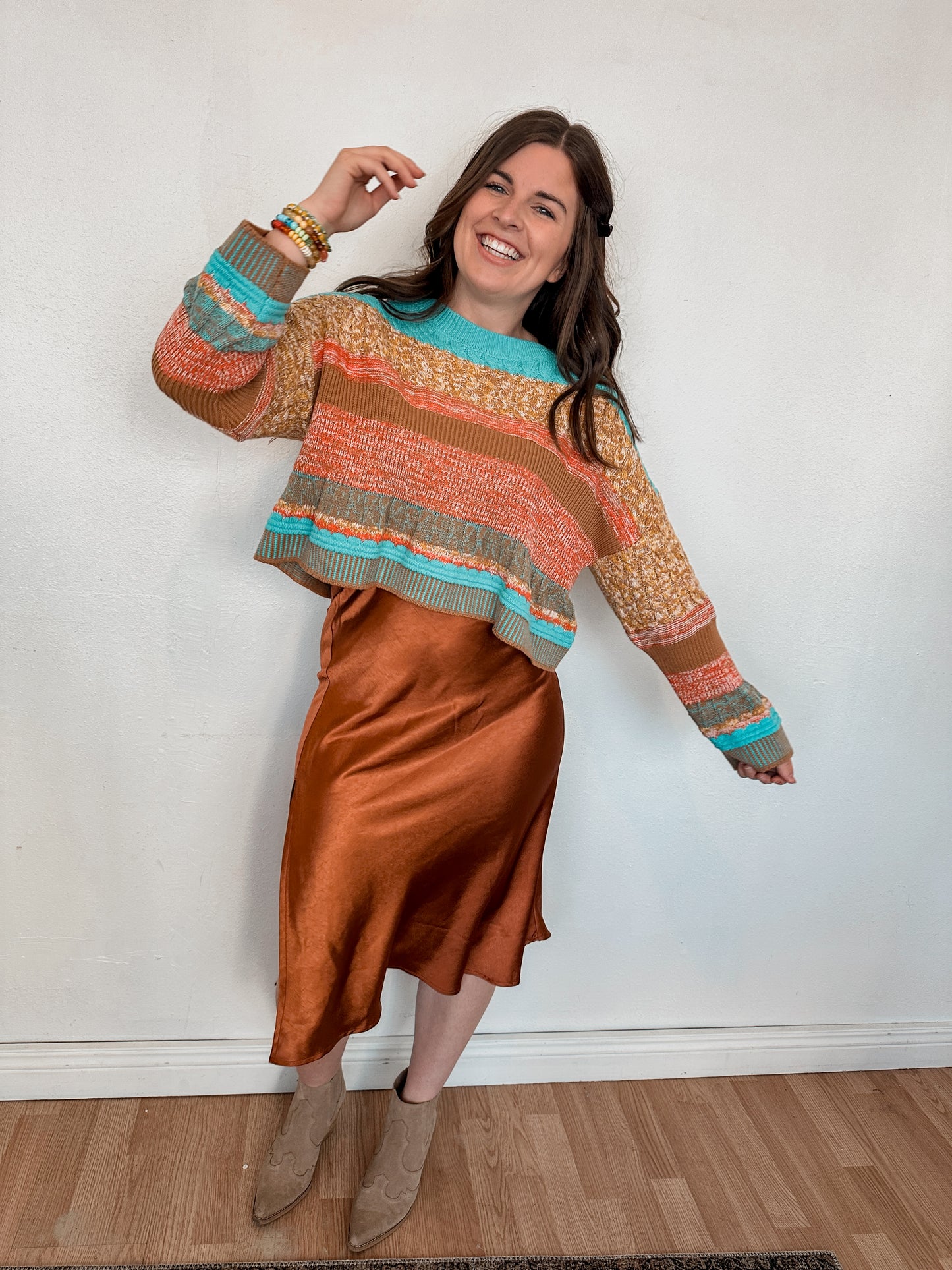 Cable Knit Colorblock Sweater