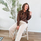 Chocolate Brown Ribbed Henley