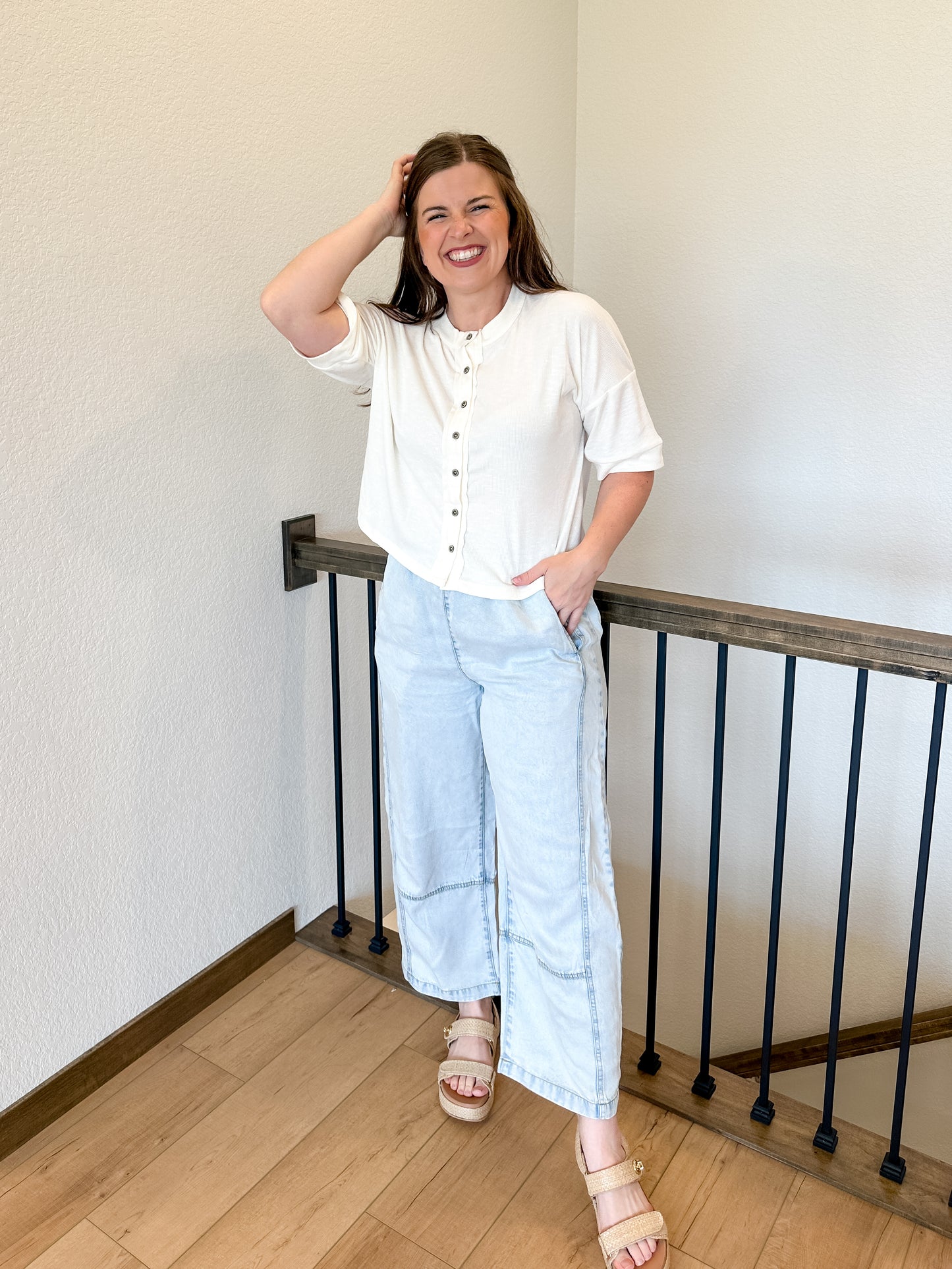Seam Detail Elastic Waist Pants