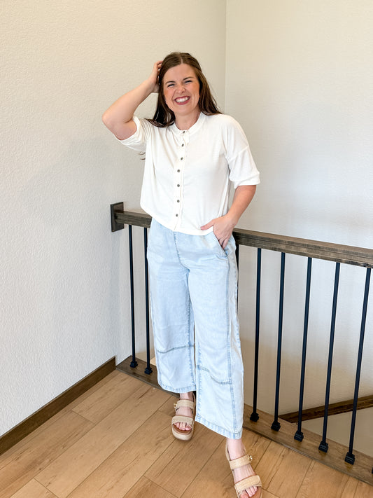 Seam Detail Elastic Waist Pants