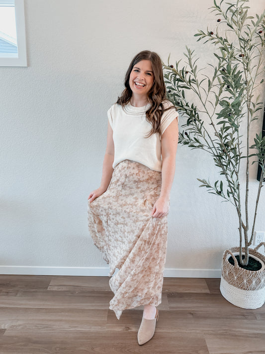 Cream Floral Skirt