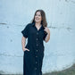 Black Short Sleeve Button Down Dress