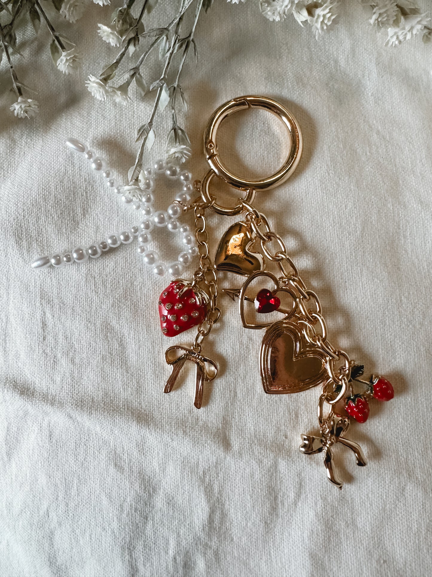 Strawberry Love Charm Keychain