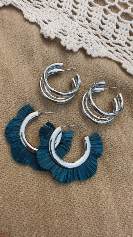 Silver Triple Hoop Earrings