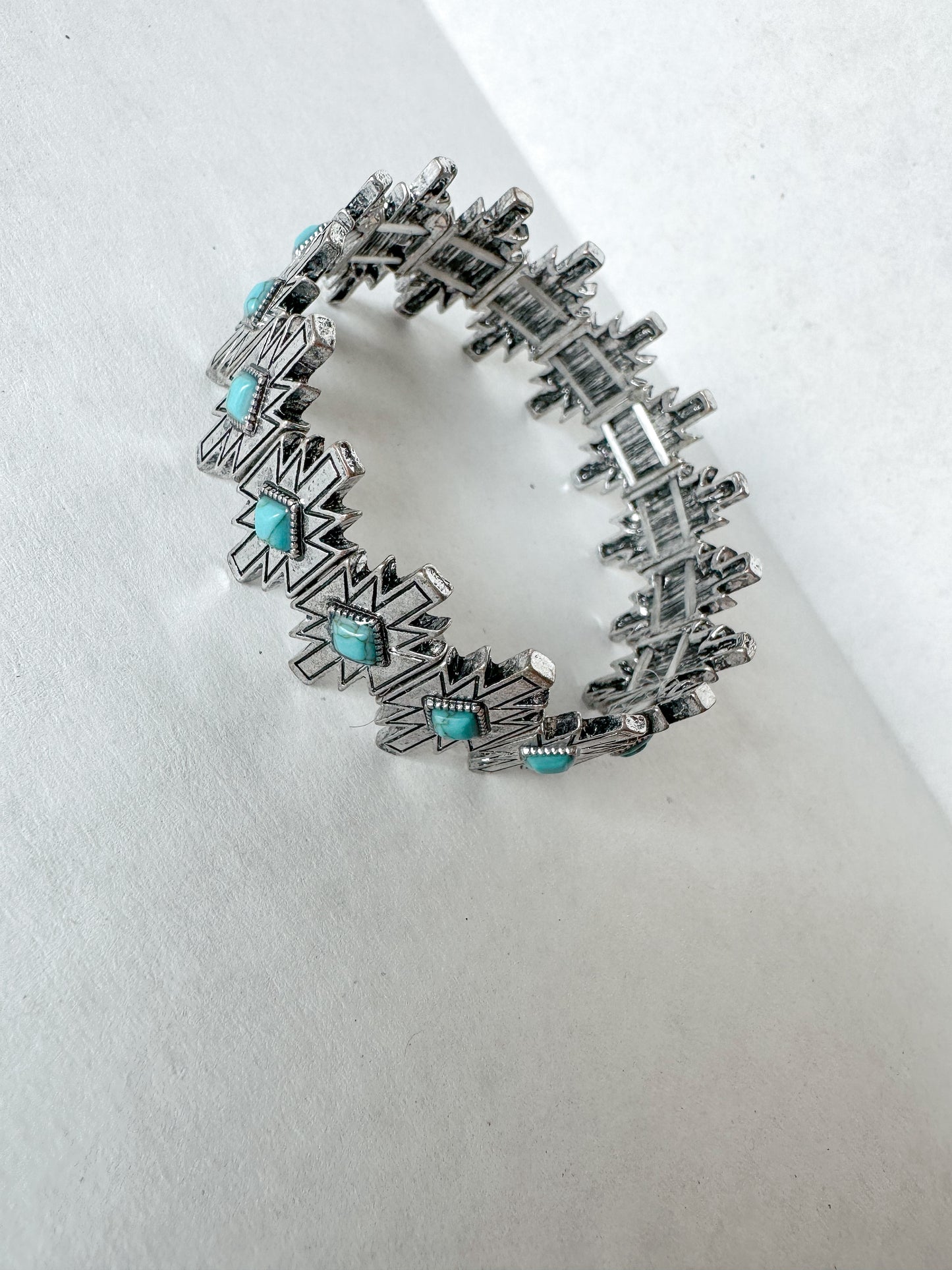 Silver Aztec Stretch Bracelet