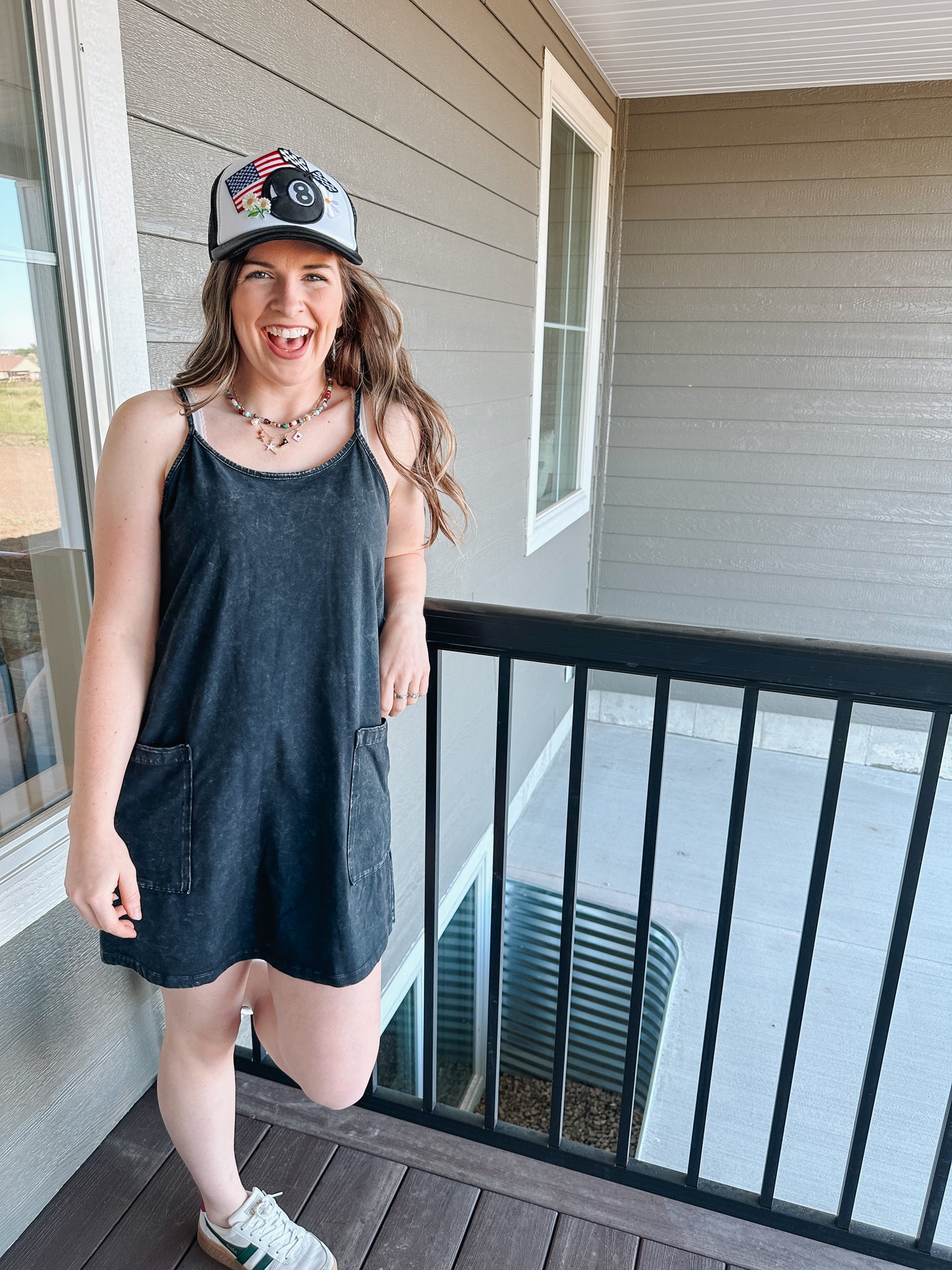 Washed Black Pocket Dress