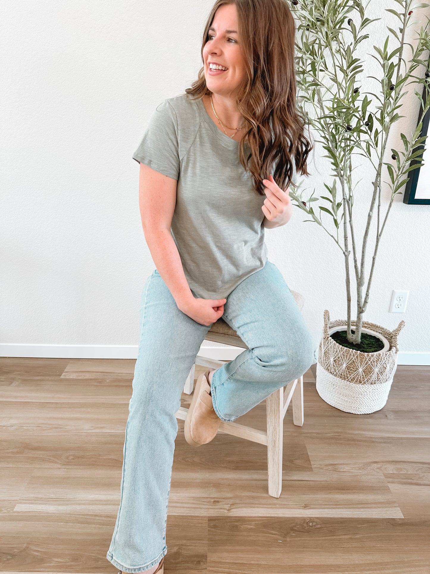 Olive Cotton Slub Tee