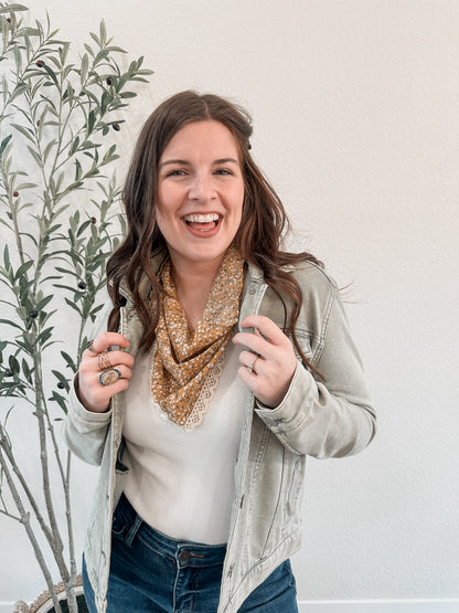 Lace Trim Bandana Scarf