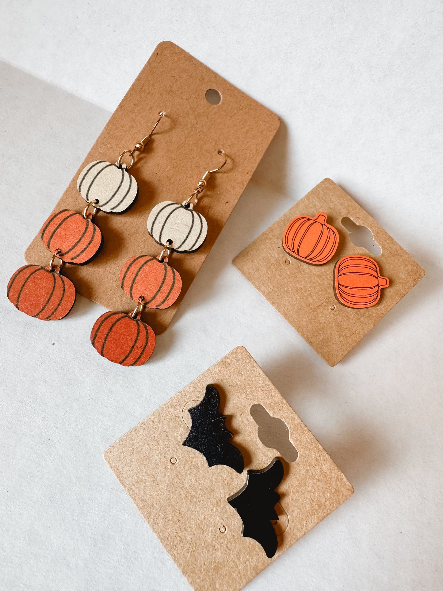 Wooden Pumpkin Drop Earrings