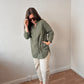 Olive Pin Stripe Linen Oversized Shirt