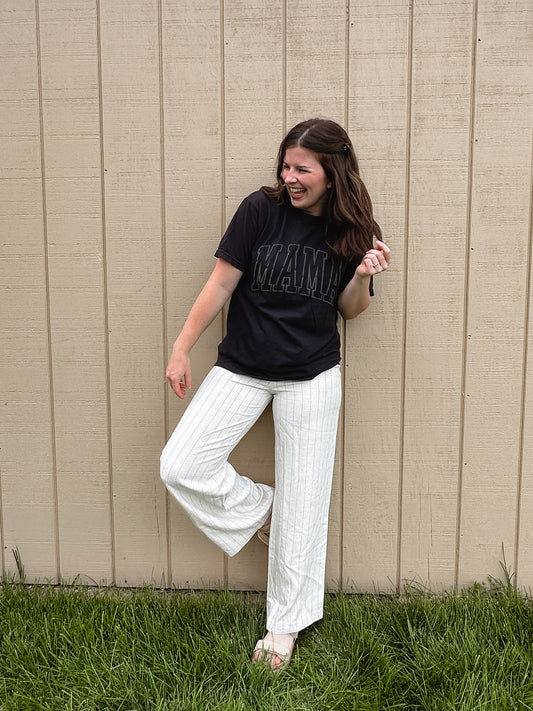 Oatmeal Stripe Linen Pants