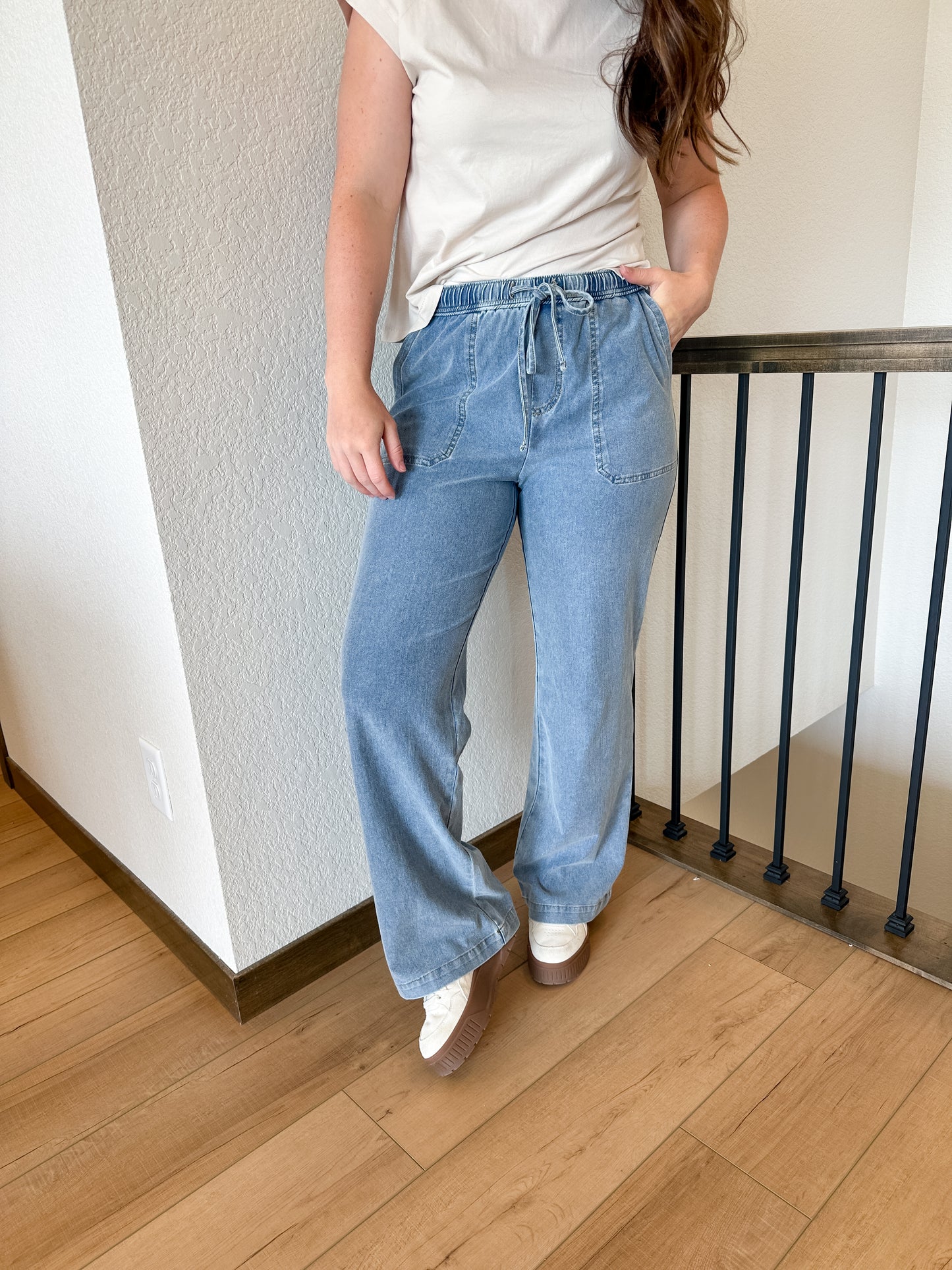 Comfy Cotton Pull On Denim Pants
