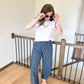Navy Pinstripe Barrel Pants