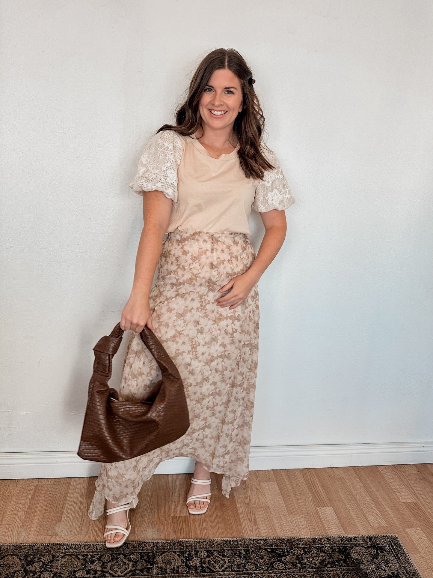 Cream Floral Skirt