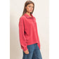 Deep Red Mineral Washed Button Front Sweatshirt