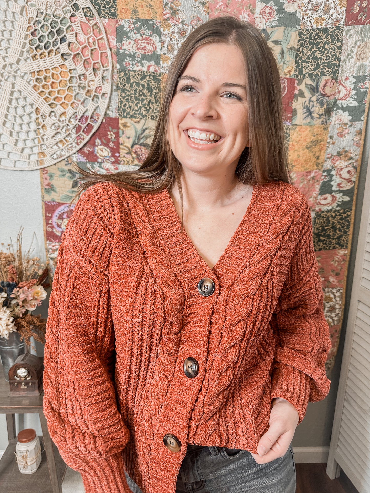 Chenille Cable Knit Sweater