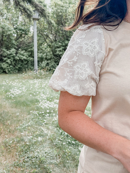 Natural Crochet Sleeve Top