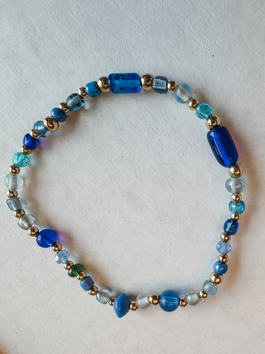 Dainty Blue Glass Bracelet