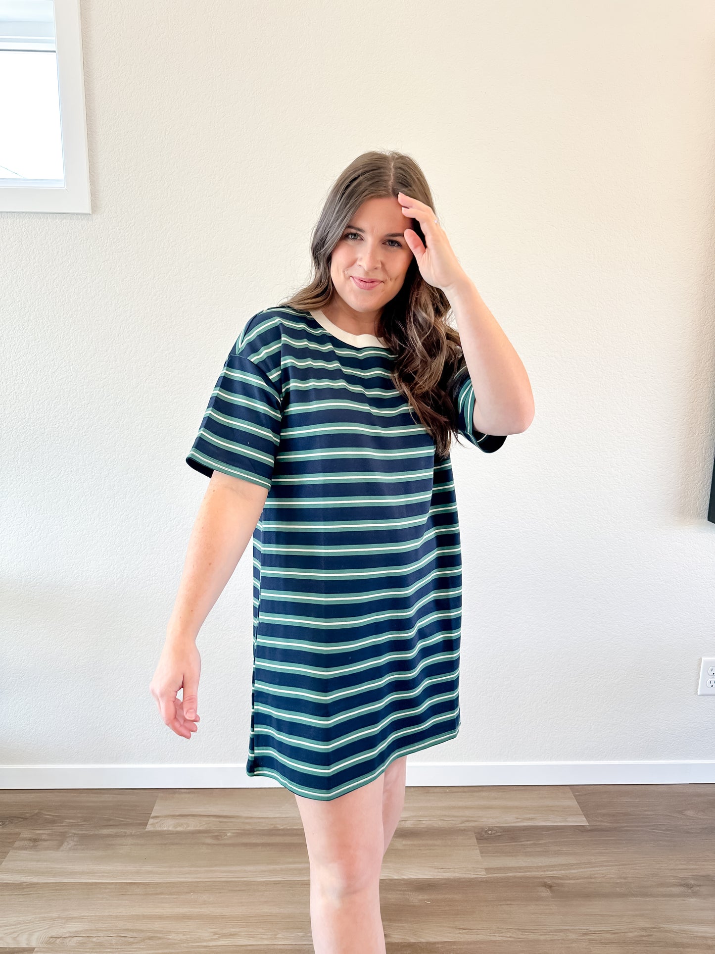 Stripe Short Sleeve Tee Dress