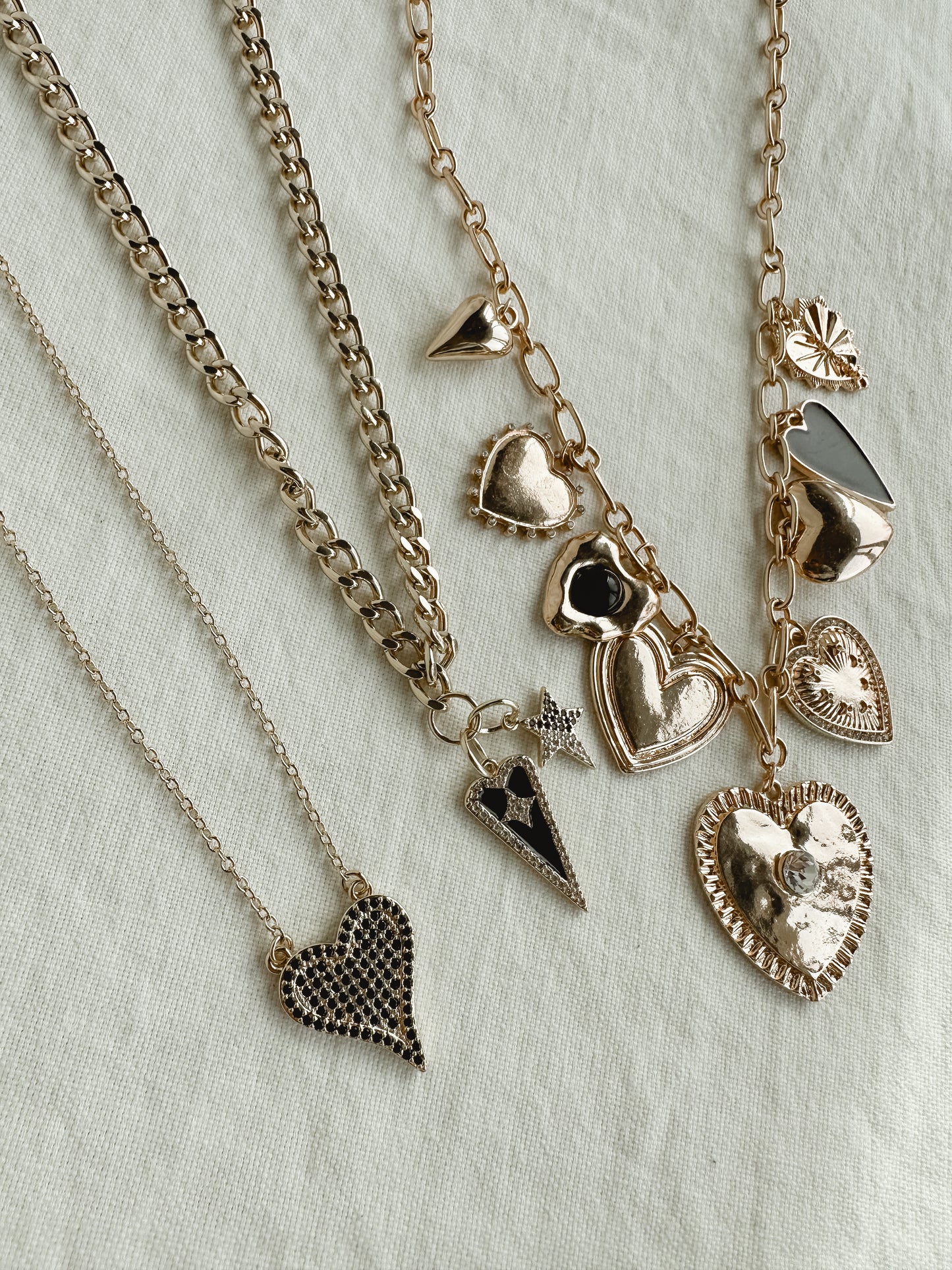 Black Studded Heart Necklace