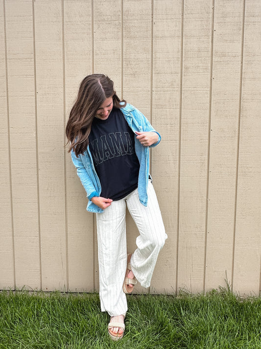 Oatmeal Stripe Linen Pants