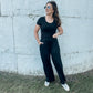 Front Pleated Black Pants