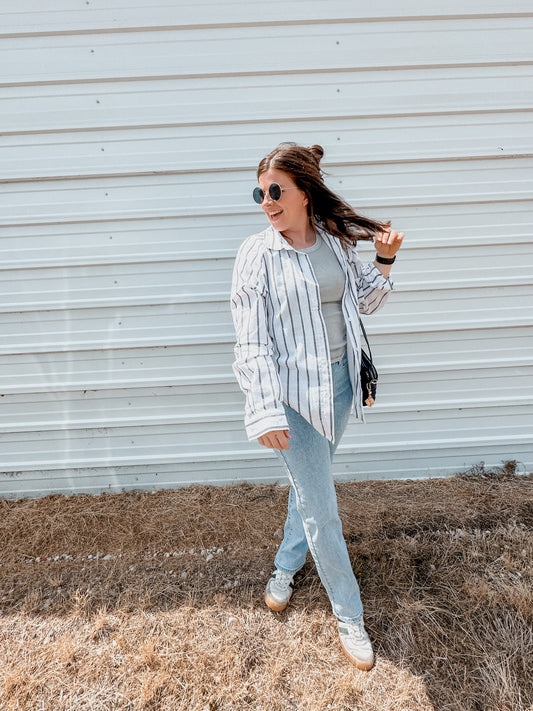 Stripe Button Down Long Sleeve