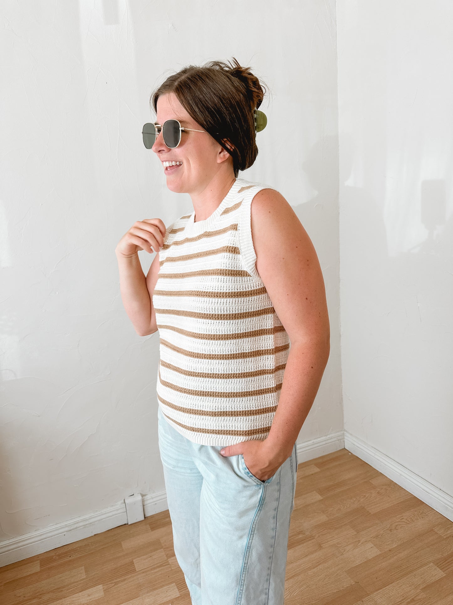 Striped Knit Sweater Tank