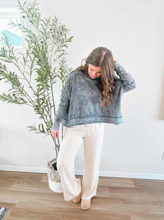 Oatmeal Stripe Linen Pants