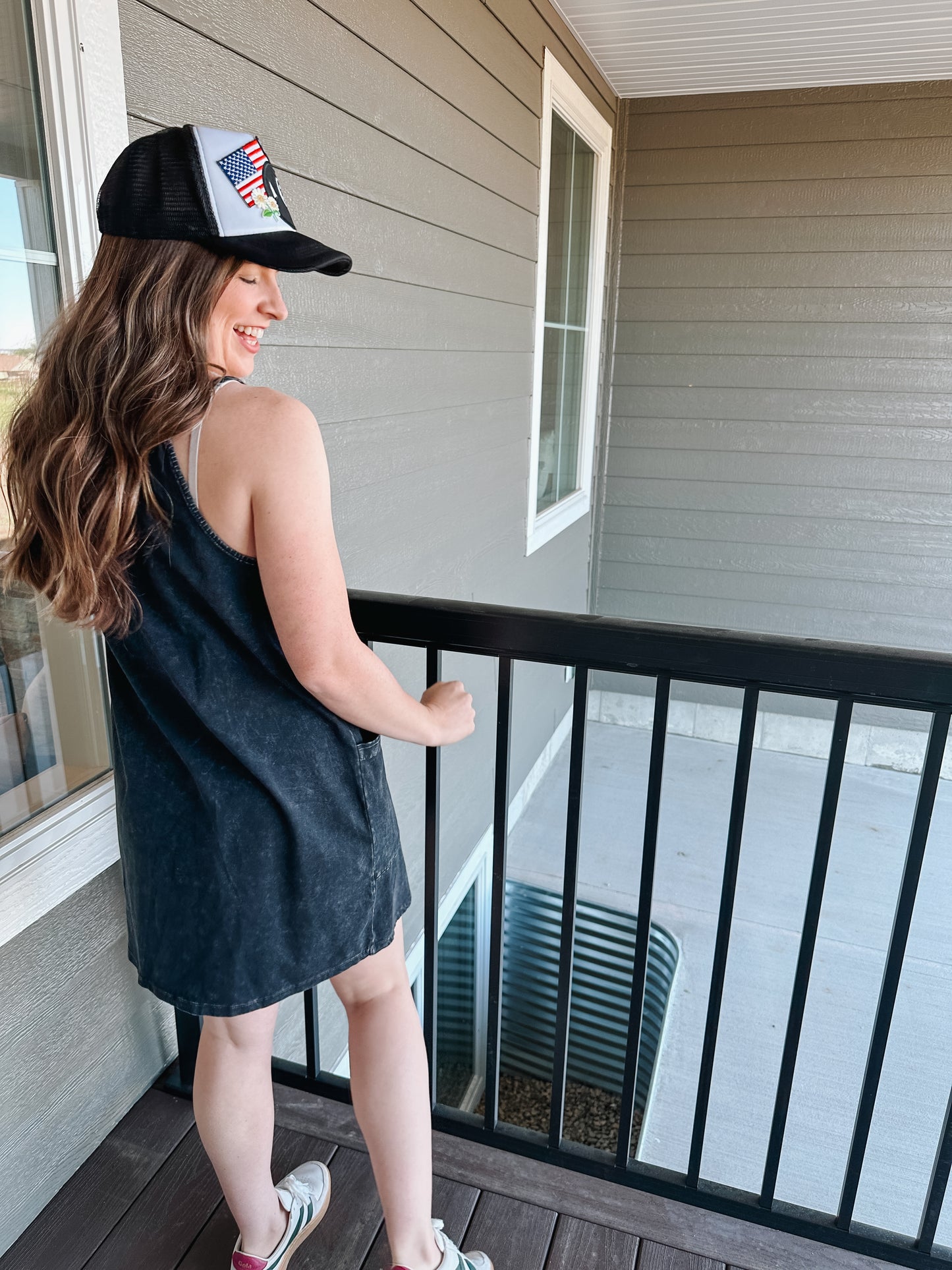 Washed Black Pocket Dress