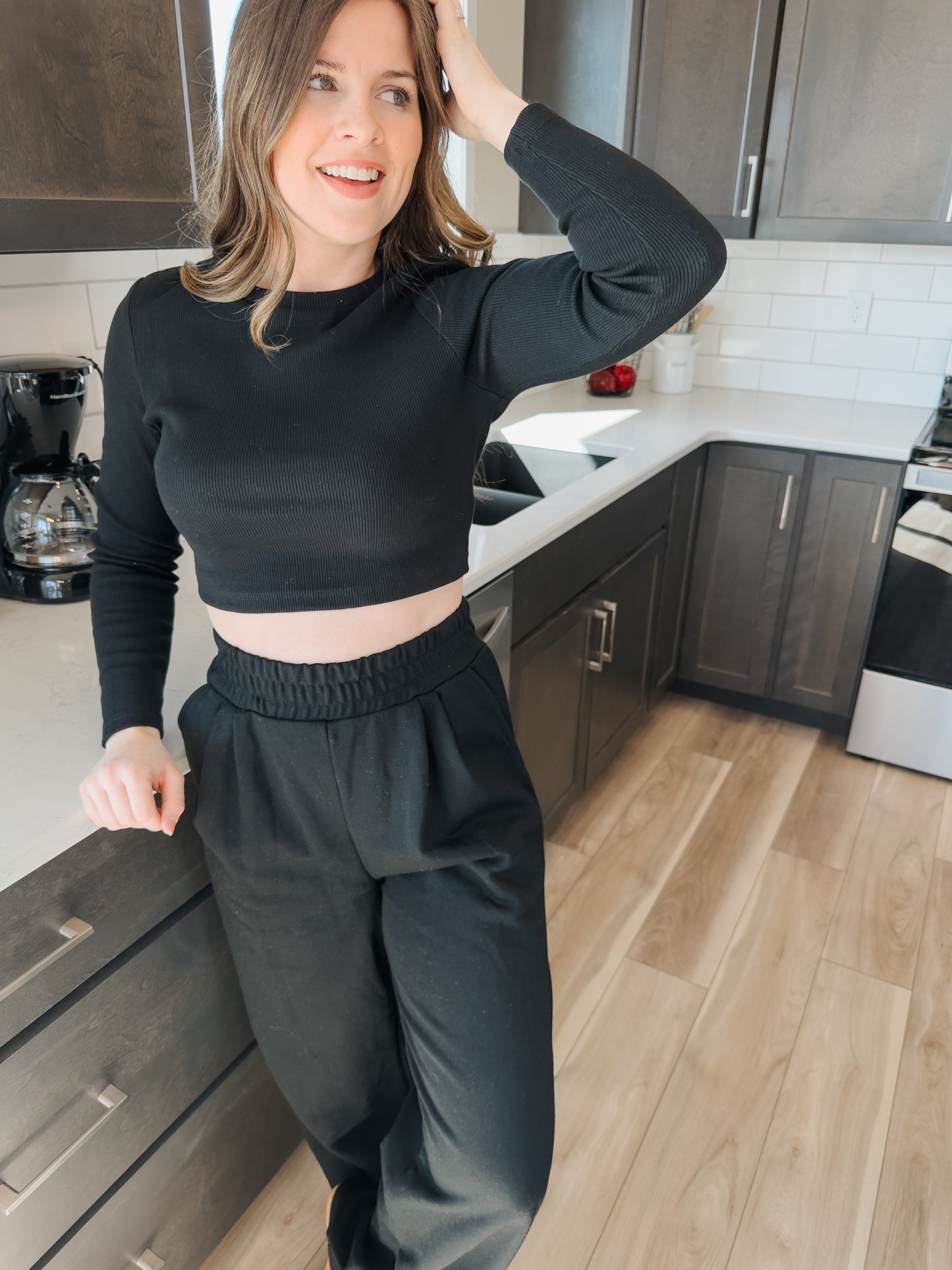 Black Crop Lounge Set