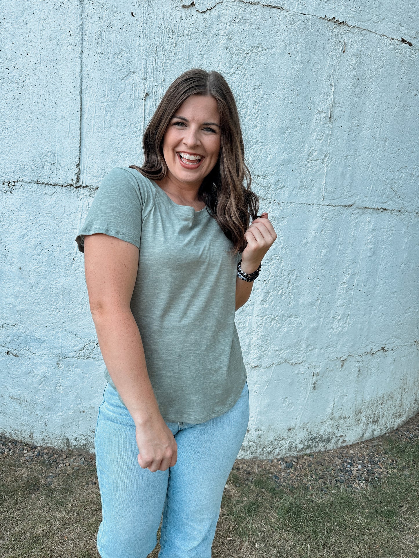 Olive Cotton Slub Top
