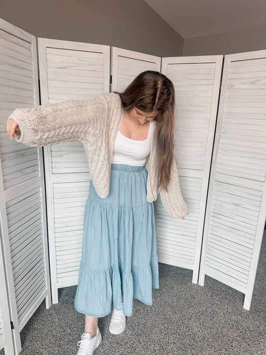 Tiered Denim Skirt