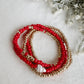 Red Beaded Shell Bracelet Set
