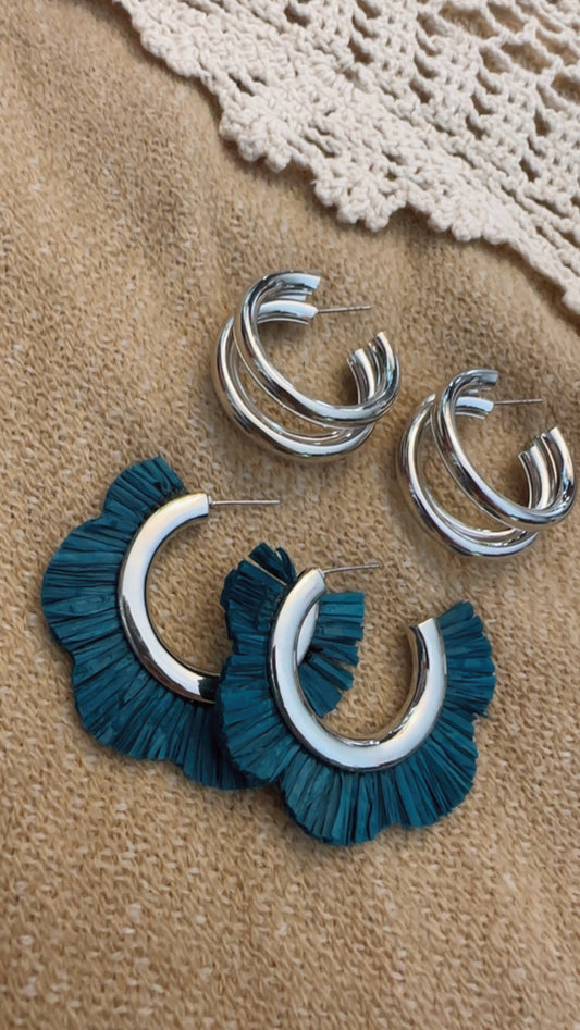 Teal Fringe Hoop