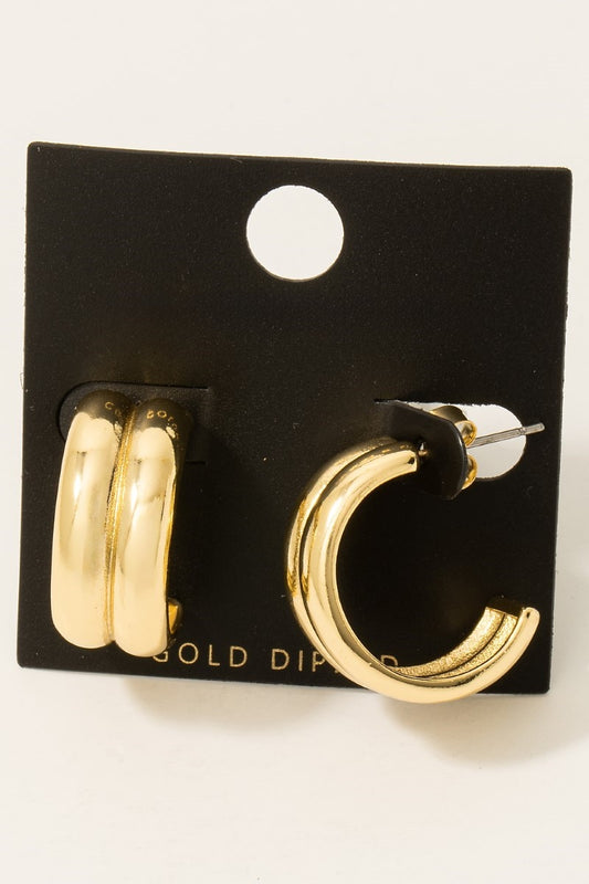 Double Barrel Hoop Earrings